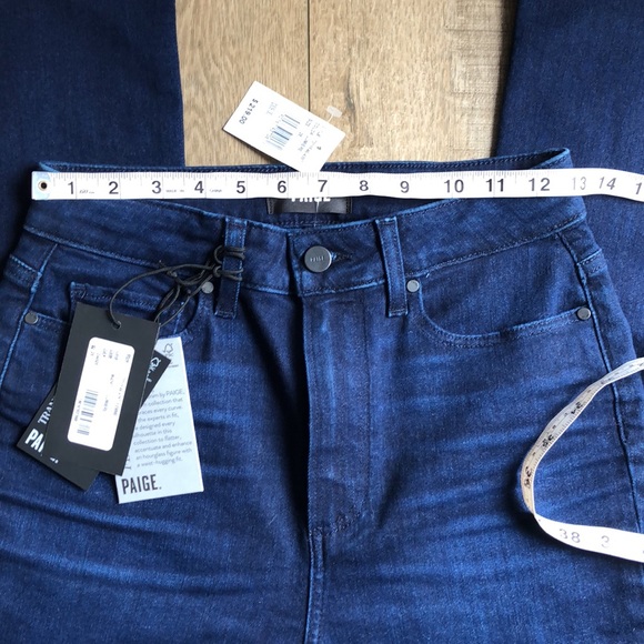 NWT Paige Femme High Rise Crop Mini Boot Jeans Size 28 Lumiere Color - Picture 5 of 9